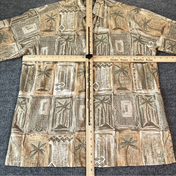 Tori‎ Richard Aloha Shirt Palm Tree Print Linen Blend Men's L - Picture 8 of 11